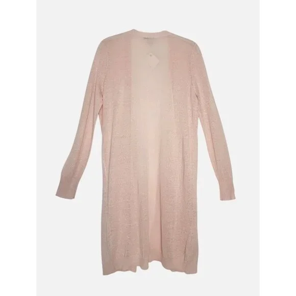 Halogen Long Linen Blend Open Long Sleeve Cardigan in Pink - Sz S - New - Picture 3 of 8